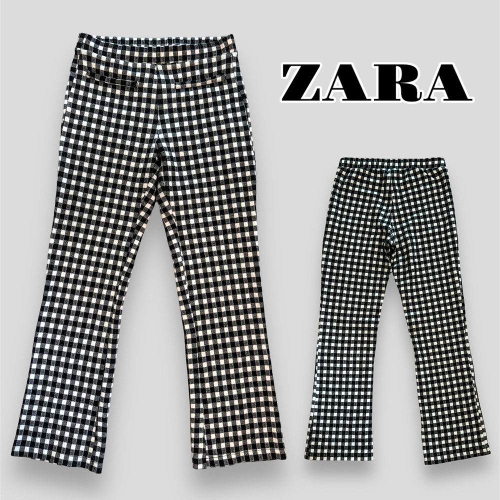 Zara Girls Retro Gingham Straight Leg Pants